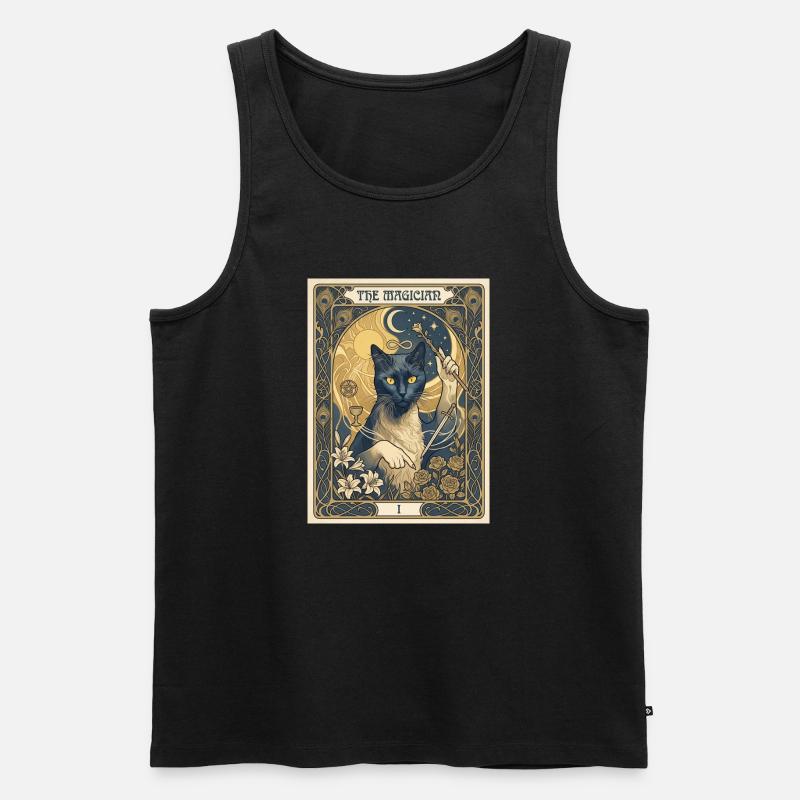 Katze, der Magier - Männer Premium Bio Tank Top - Schwarz