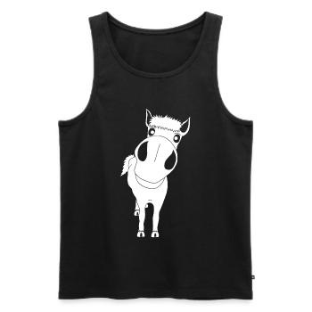 Nahaufnahme eines Pferdes (weiß) - Männer Premium Bio Tank Top - Schwarz - Vorne - AI Model Male 178 light (178cm)