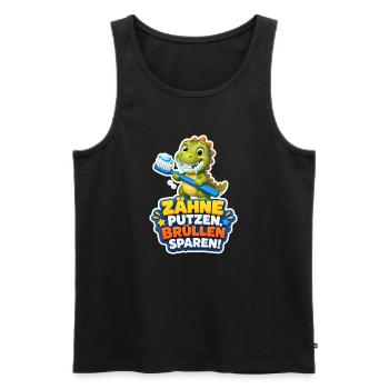 Dino Zähne putzen Brüllen sparen Spruch Kinder - Männer Premium Bio Tank Top - Schwarz - Vorne - Michal (187cm)