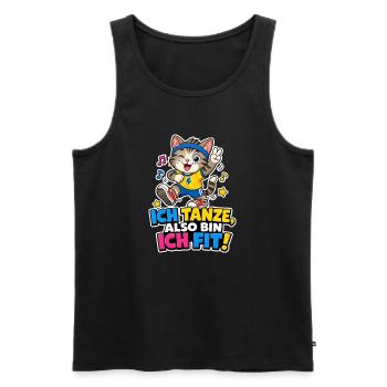 Tanzende Katze Fit Musik Sport Comic Spruch Cool - Männer Premium Bio Tank Top - Schwarz - Vorne - Michal (187cm)