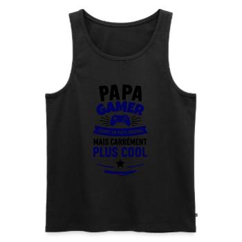 Papa gamer – plus cool qu’un papa normal - Débardeur bio Premium Homme - noir - Devant - Michal (187cm)