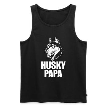 Chien Husky Papa - Débardeur bio Premium Homme - noir - Devant - Michal (187cm)