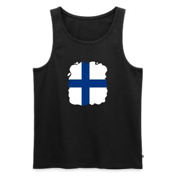 Finnland Flagge Suomi Finnische Fahne Used Look - Männer Premium Bio Tank Top - Schwarz - Vorne - AI Model Male 178 light (178cm)