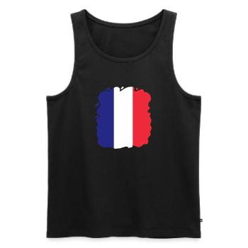 Drapeau France look usé drapeau français - Débardeur bio Premium Homme - noir - Devant - AI Model Male 178 light (178cm)