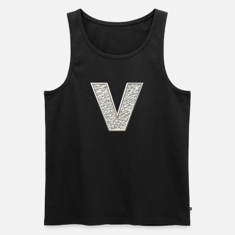 V, letter, initial, monogram, - Männer Premium Bio Tank Top - Schwarz