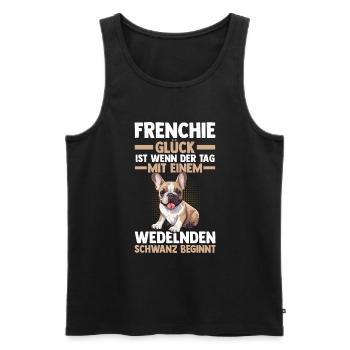 Chien Frenchie Bouledogue Français - Débardeur bio Premium Homme - noir - Devant - AI Model Male 178 light (178cm)