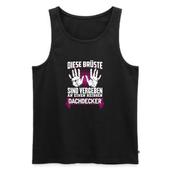DACHDECKER - Brüste - Männer Premium Bio Tank Top - Schwarz - Vorne - AI Model Male 178 light (178cm)