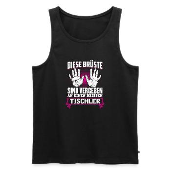 TISCHLER - Brüste - Männer Premium Bio Tank Top - Schwarz - Vorne - AI Model Male 178 light (178cm)