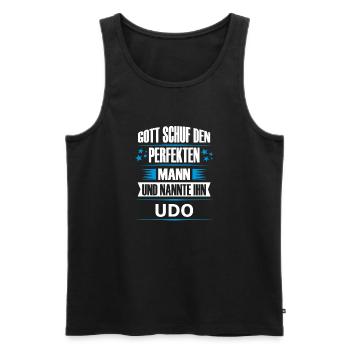 UDO - Männer Premium Bio Tank Top - Schwarz - Vorne - AI Model Male 178 light (178cm)