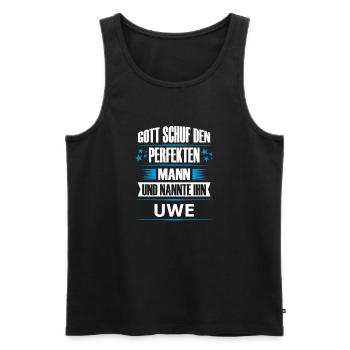 UWE - Männer Premium Bio Tank Top - Schwarz - Vorne - AI Model Male 178 light (178cm)