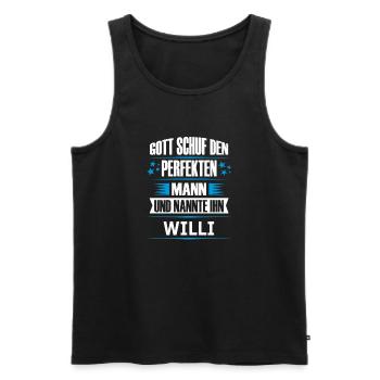 WILLI - Männer Premium Bio Tank Top - Schwarz - Vorne - AI Model Male 178 light (178cm)