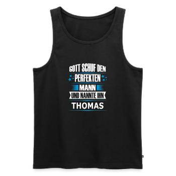 THOMAS - Männer Premium Bio Tank Top - Schwarz - Vorne - AI Model Male 178 light (178cm)
