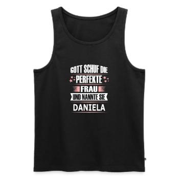 DANIELA - Männer Premium Bio Tank Top - Schwarz - Vorne - AI Model Male 178 light (178cm)