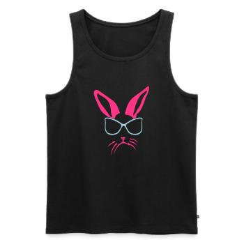 lapin rabbit lunette soleil kaninchen - Débardeur bio Premium Homme - noir - Devant - AI Model Male 178 light (178cm)