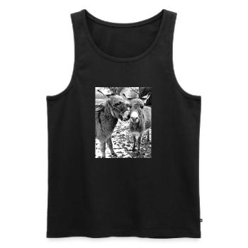 Deux ânes - Débardeur bio Premium Homme - noir - Devant - AI Model Male 178 light (178cm)
