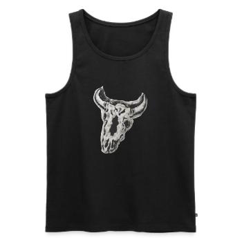 TOMZOFF Bull Skull - Männer Premium Bio Tank Top - Schwarz - Vorne - AI Model Male 178 light (178cm)