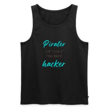 Pirate hacker geek humour mignon - Débardeur bio Premium Homme - noir - Devant - Michal (187cm)