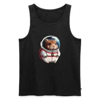 Hamster en combinaison spatiale astronaute - Débardeur bio Premium Homme - noir - Devant - Michal (187cm)