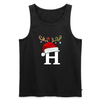 Buchstabe H Weihnachtsmütze - Männer Premium Bio Tank Top - Schwarz - Vorne - Michal (187cm)