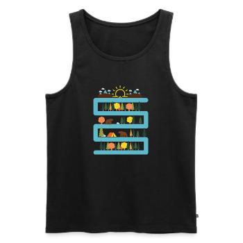Adventure Travel Hiking Mountain - Men's Premium Organic Tank Top - black - Front - AI Model Male 178 light (178cm)