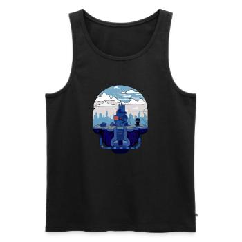 Paysage futuriste - Débardeur bio Premium Homme - noir - Devant - Michal (187cm)