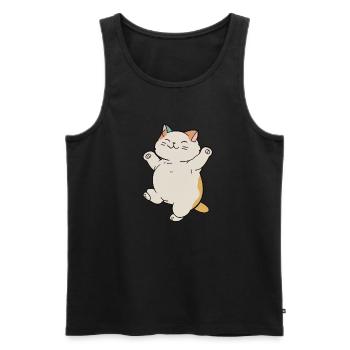 Kawaii mignon heureux chat coloré dansant - Débardeur bio Premium Homme - noir - Devant - Michal (187cm)