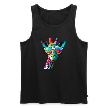 Fun Color Giraffe with Sunglasses - Men's Premium Organic Tank Top - black - Front - Michal (187cm)