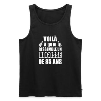bogosse de 85 ans / cadeau anniversaire 85 ans - Débardeur bio Premium Homme - noir - Devant - Michal (187cm)