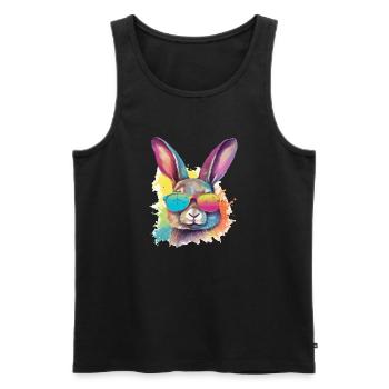 Timo der Hase mit der Brille - Männer Premium Bio Tank Top - Schwarz - Vorne - Michal (187cm)