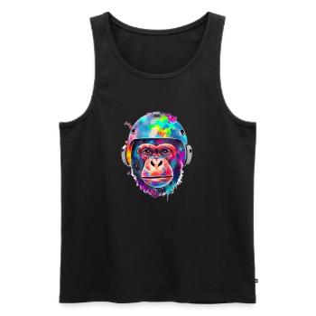 Monkey with a space helmet - Men's Premium Organic Tank Top - black - Front - AI Model Male 178 light (178cm)