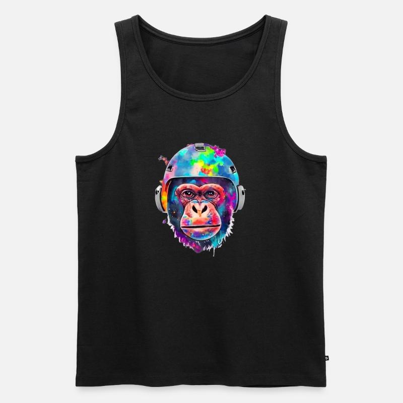 Monkey with a space helmet - Men's Premium Organic Tank Top - black