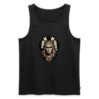 Actek Apache Indian - Men's Premium Organic Tank Top - black - Front - AI Model Male 178 light (178cm)
