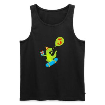 5th Anniversary Cute Dinosaur - Men's Premium Organic Tank Top - black - Front - AI Model Male 178 light (178cm)