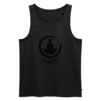 Yoga / Namaste - Débardeur bio Premium Homme - noir - Devant - Michal (187cm)