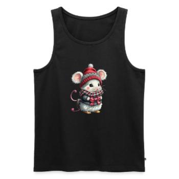 Souris de Noël mignonne - Débardeur bio Premium Homme - noir - Devant - AI Model Male 178 light (178cm)