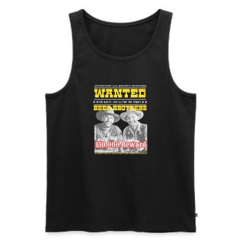 "Wanted Beer Brothers Humor T-Shirt Design" - Men's Premium Organic Tank Top - black - Front - Michal (187cm)