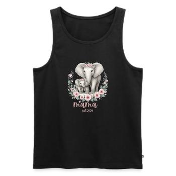 Mama 2024 Elephant Floral Wreath Celebration - Männer Premium Bio Tank Top - Schwarz - Vorne - AI Model Male 178 light (178cm)