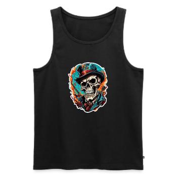 Crâne / Crâne / Squelette / Gothique / Tatouage - Débardeur bio Premium Homme - noir - Devant - Michal (187cm)