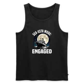 Sea-esta Mode Engaged Cruise Ship Vacation Group - Men's Premium Organic Tank Top - black - Front - AI Model Male 178 light (178cm)