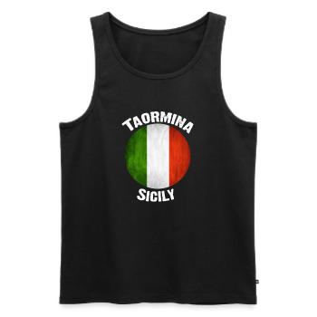 Taormina Sicily, Cruise, Vacation Gift - Men's Premium Organic Tank Top - black - Front - AI Model Male 178 light (178cm)