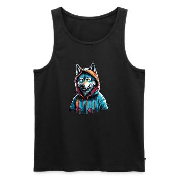 Coolest Wolf in Town - Männer Premium Bio Tank Top - Schwarz - Vorne - AI Model Male 178 light (178cm)
