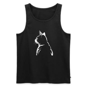 Cat, Cat Motif - Men's Premium Organic Tank Top - black - Front - Michal (187cm)