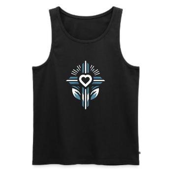 Cross with heart - Men's Premium Organic Tank Top - black - Front - AI Model Male 178 light (178cm)
