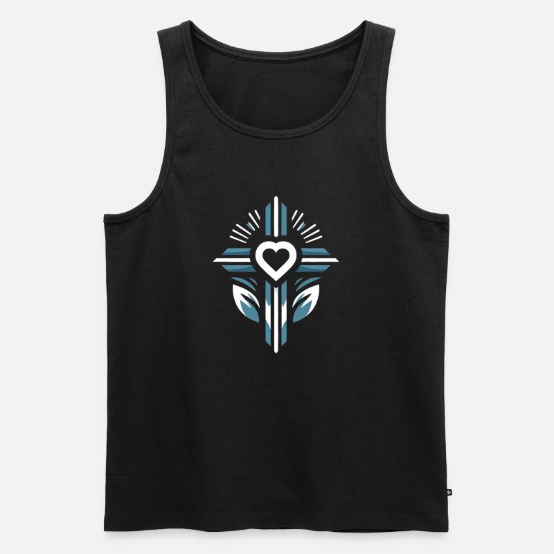 Kreuz mit Herz - Männer Premium Bio Tank Top - Schwarz