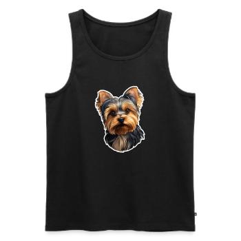 Tête de Yorkshire Terrier - Débardeur bio Premium Homme - noir - Devant - AI Model Male 178 light (178cm)