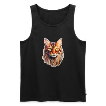 Maine Coon Cat Head - Men's Premium Organic Tank Top - black - Front - AI Model Male 178 light (178cm)