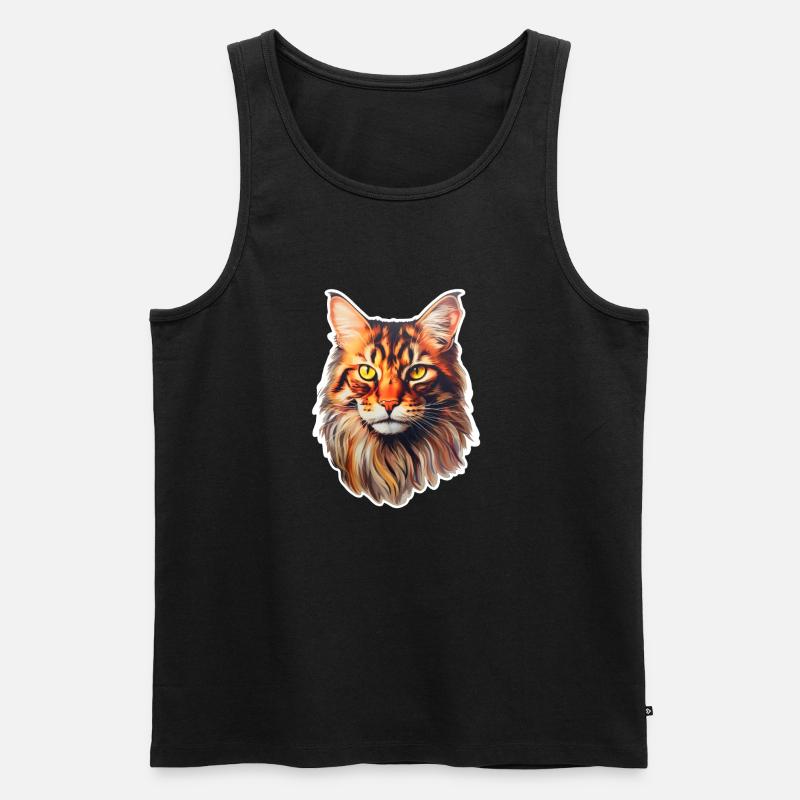 Maine Coon Katzenkopf - Männer Premium Bio Tank Top - Schwarz