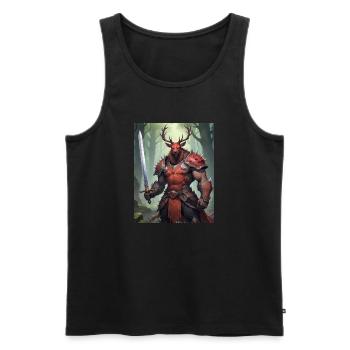 Ein monströses Ungetüm, ein Rothirsch, als Fantasie - Männer Premium Bio Tank Top - Schwarz - Vorne - AI Model Male 178 light (178cm)