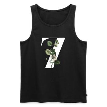 Nummer 7 Blumengrün -7. Blumengeburtstag - Männer Premium Bio Tank Top - Schwarz - Vorne - AI Model Male 178 light (178cm)