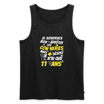 conneries 11 ans / idée cadeau 11 ans - Débardeur bio Premium Homme - noir - Devant - Michal (187cm)